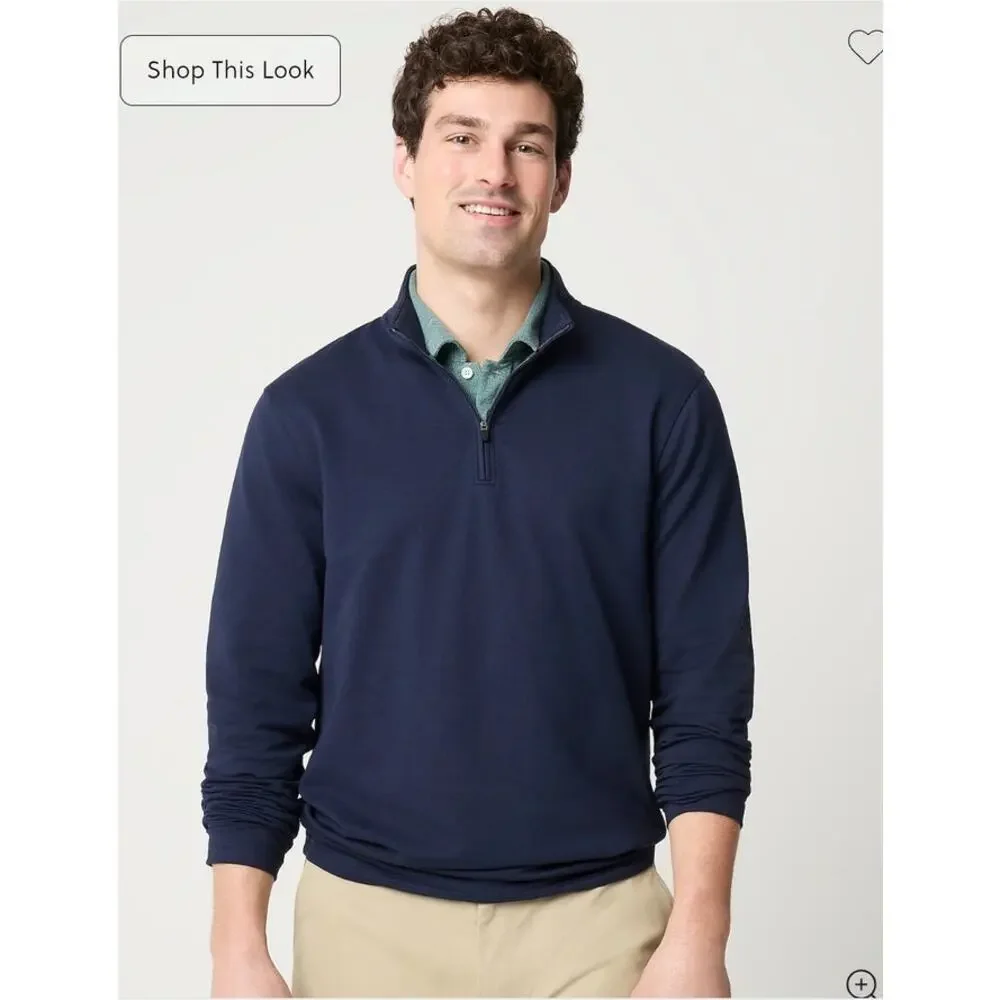 NWT J. Crew Quilted Quarter-Zip Heather Deep Navy XL